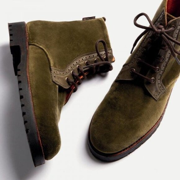 Penelope Chilvers Rodriguez Velvet & Leather Boots Moss Green NEW 37 - Picture 2 of 9